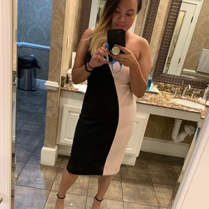 Womens Calvin Klein Off Shoulder Color Block Dress